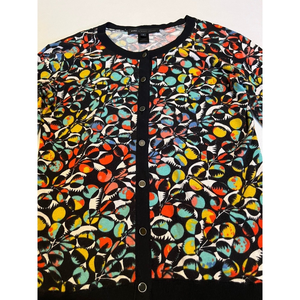 Marc By Marc Jacob's Colorful Floral 100% Cotton Preppy Cardigan Size S - Picture 2 of 5